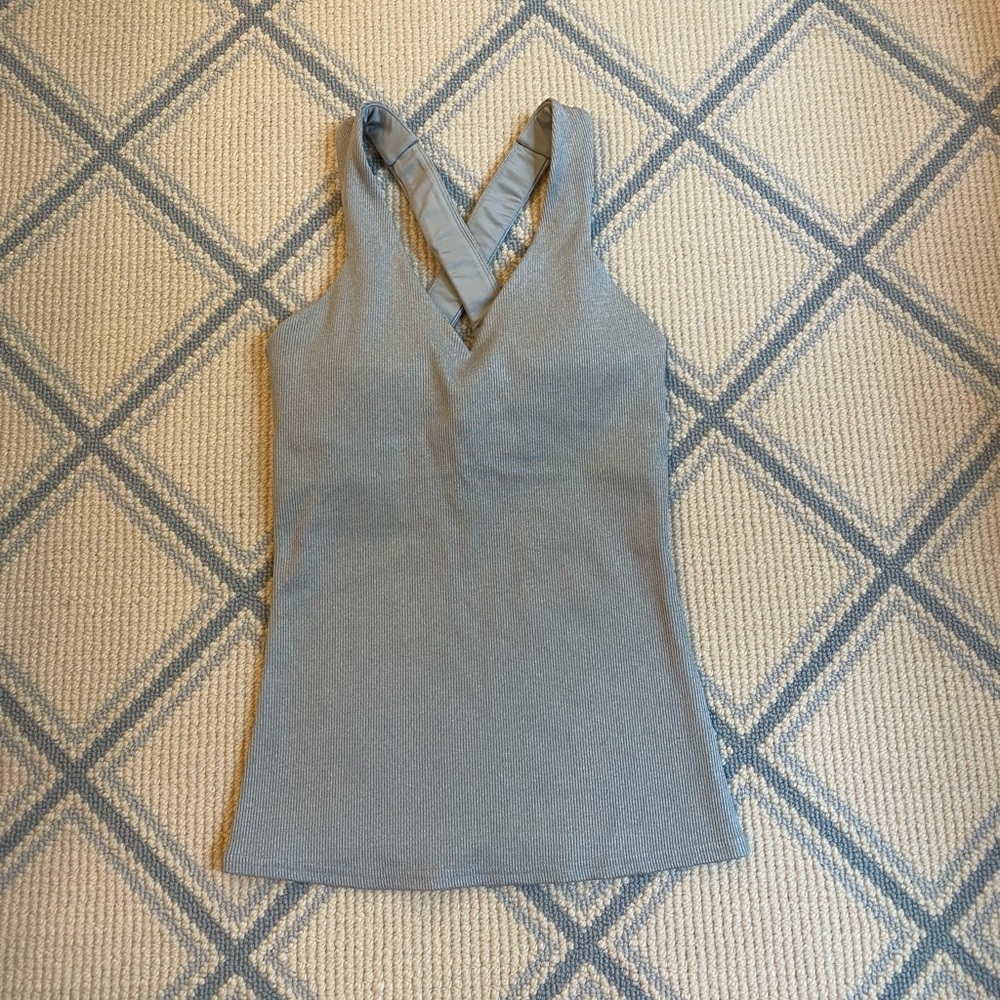 Grey ALO Yoga Tank Top with Criss Cross in Back